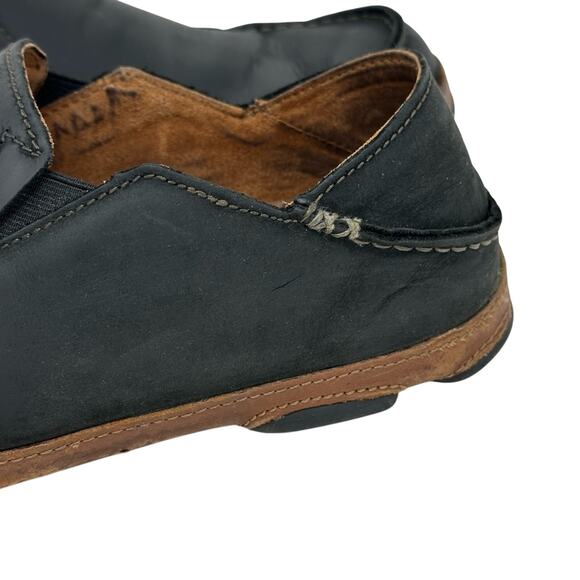 OluKai Moloa Slip On Loafer Black Leather Grip Sole Shoe main image 14